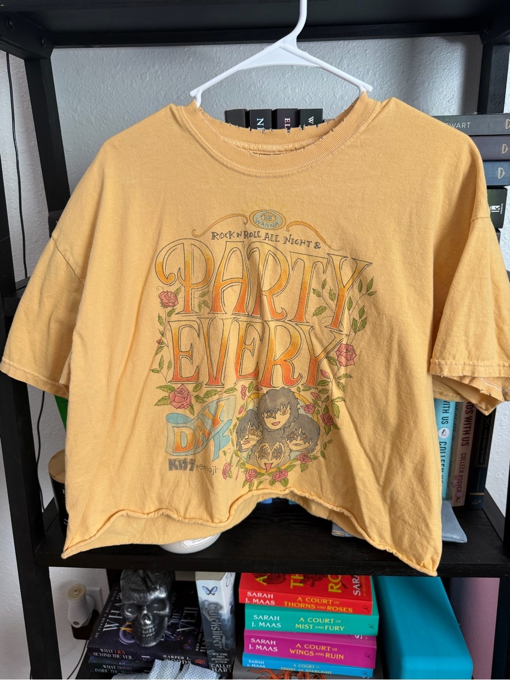 KISS Cropped Graphic Tee - Party Every Day - Yellow
